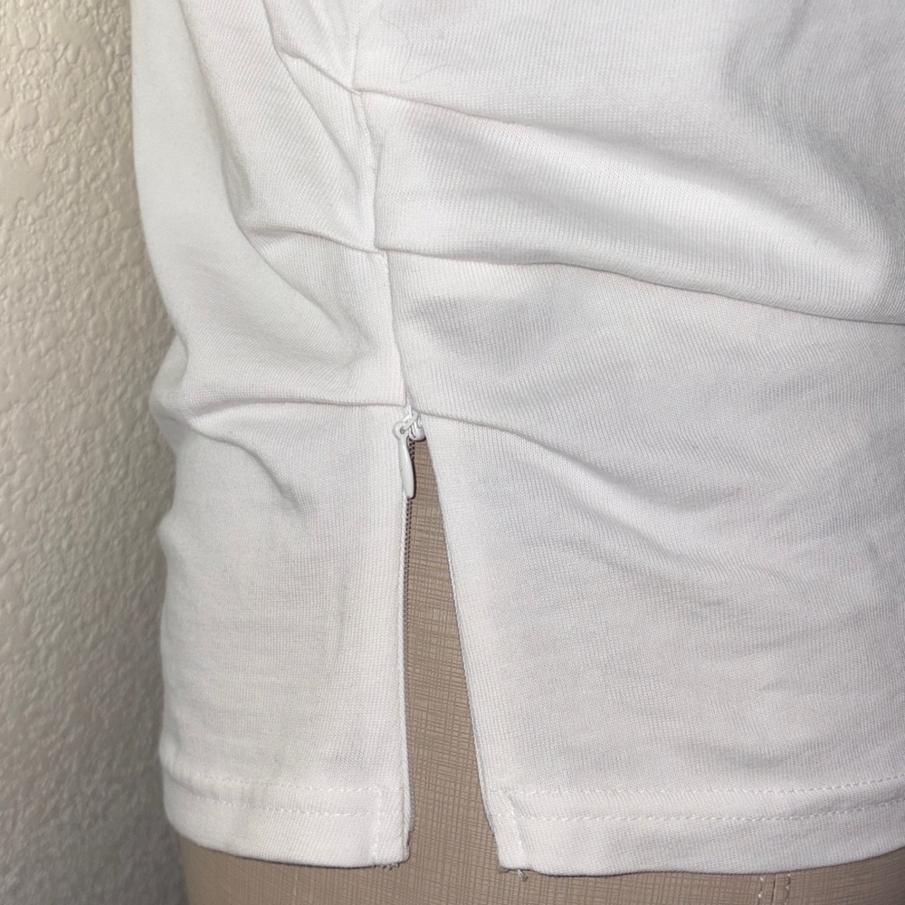 Zara White Puff Short Sleeve Crewneck Top - Picture 4 of 6